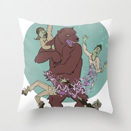 Bear VS Zombies Throw Pillow