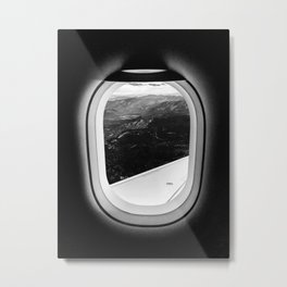 Window Seat // Scenic Mountain View from Airplane Wing // Snowcapped Landscape Photography Metal Print