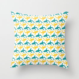 Yellow and teal shark pattern Throw Pillow