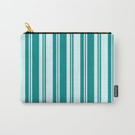 [ Thumbnail: Light Cyan and Dark Cyan Colored Lines Pattern Carry-All Pouch ]