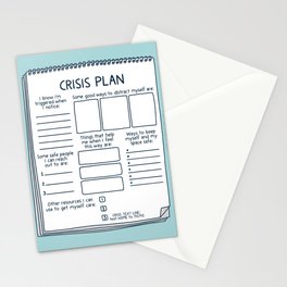 Blank Crisis Safety Plan Reference Art for Therapists, Social Workers, & Counselors Stationery Cards