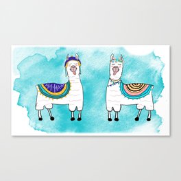 oktroublemaker! llamas sticking tongue out. sassy Canvas Print