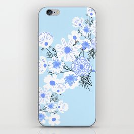 Retro Spring Wildflowers Blue iPhone Skin