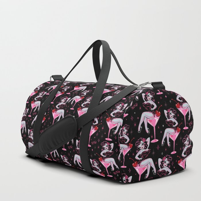 Cherry Martini Girl Duffle Bag by Miss Fluff | Society6