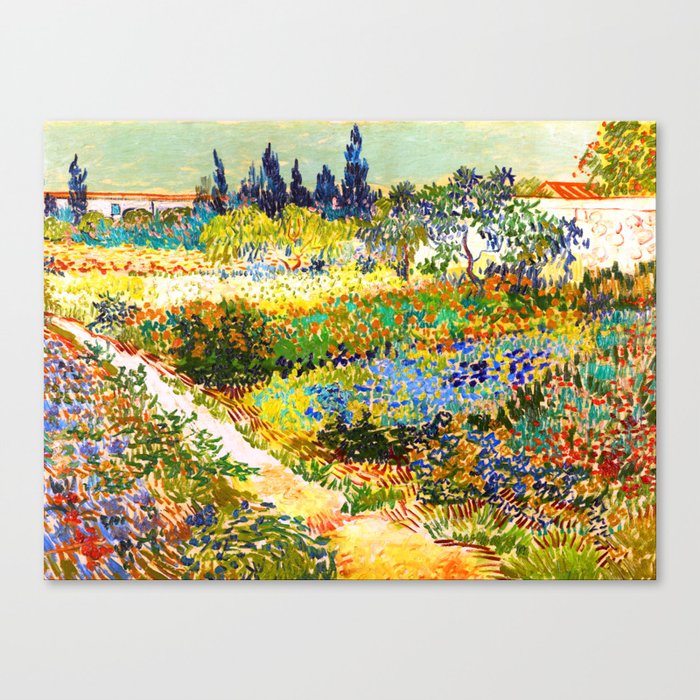 Vincent Van Gogh Flower Garden Landscape Canvas Print