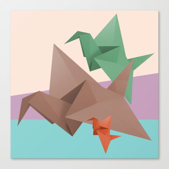 PAPER CRANES (Origami abstract birds animals nature) Canvas Print