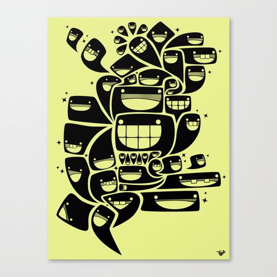 Happy Squiggles - 1-Bit Oddity - Black Version Canvas Print