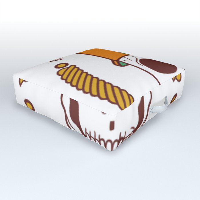 Cool Skull With Orange CAP - Quote Beach Vibes Sun  Outdoor Floor Cushion