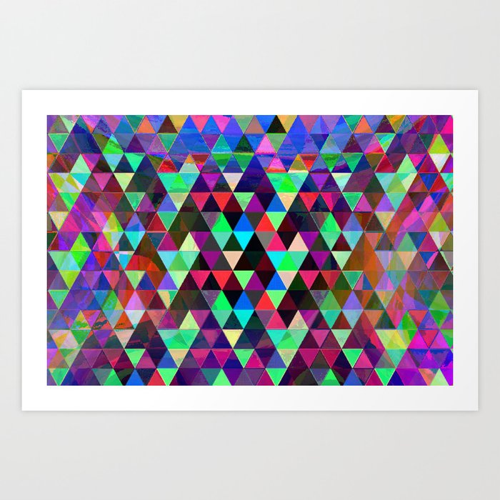 Neon triangles Art Print
