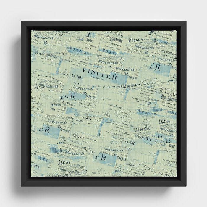 Seamless Ephemera Handwriting Design Framed Canvas