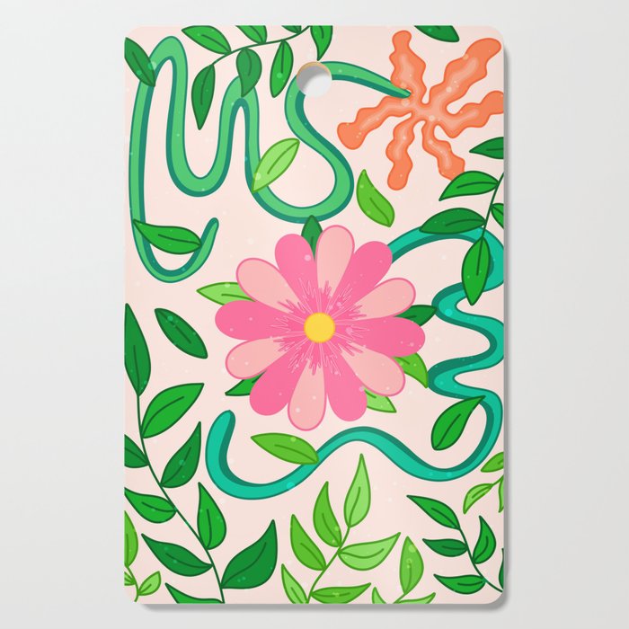 Flowers and Leaves Cutting Board