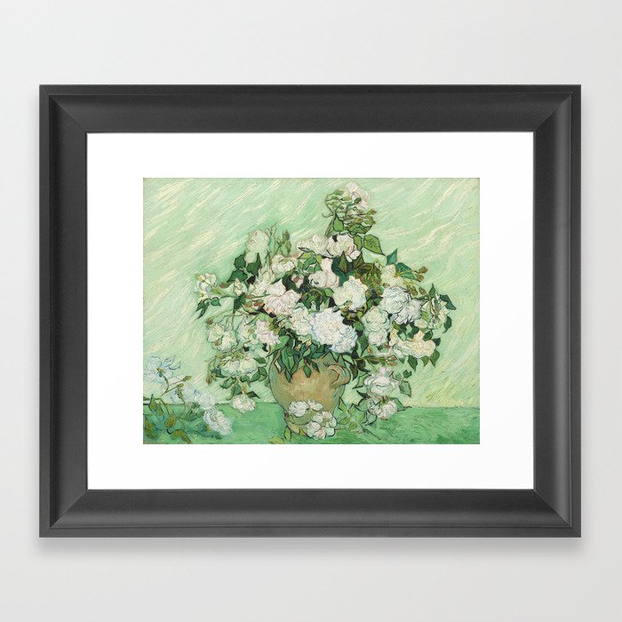 Vase with Pink Roses by Vincent van Gogh Framed Art Print