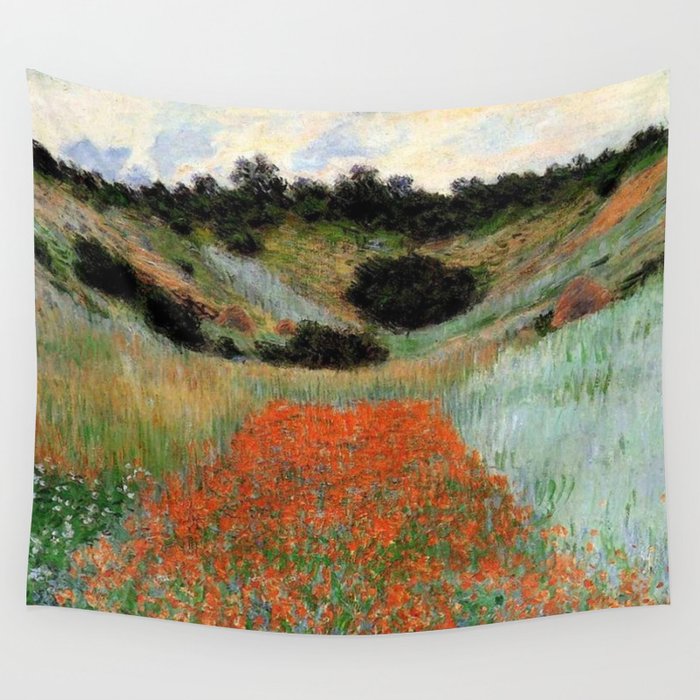 Poppy Field in a Hollow near Giverny by Claude Monet Wall Tapestry