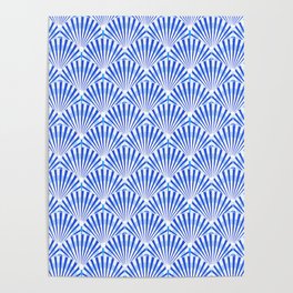 Blue Shell Art Deco Pattern Poster