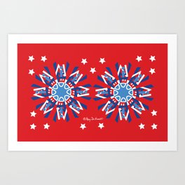 United Mandala x 2-Red White Blue Art Print