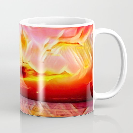 Sky on Fire (Sunset over Great Lake Michigan Beach) Coffee Mug