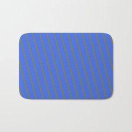 [ Thumbnail: Royal Blue and Green Colored Lines Pattern Bath Mat ]