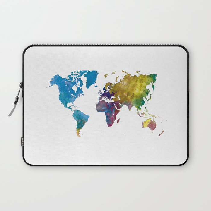 world map in watercolor-multicolor Laptop Sleeve