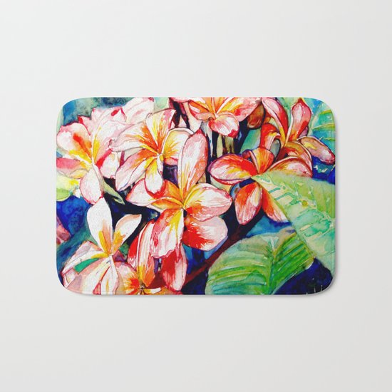 Plumeria Flowers Bath Mat
