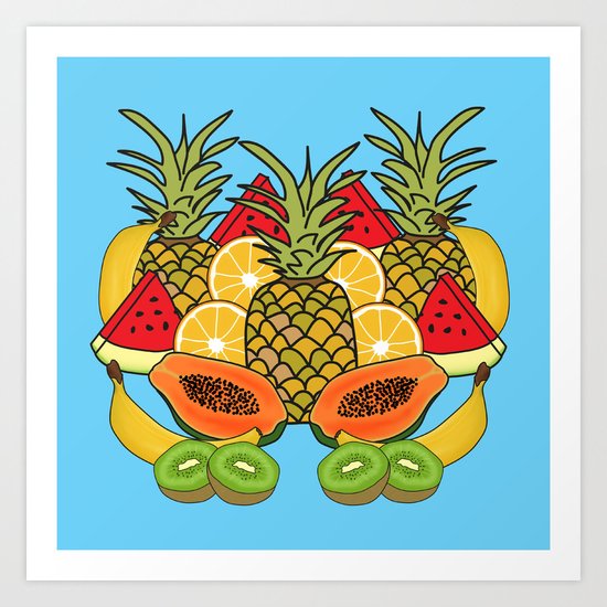 Turquoise Tropical Fruit Art Print