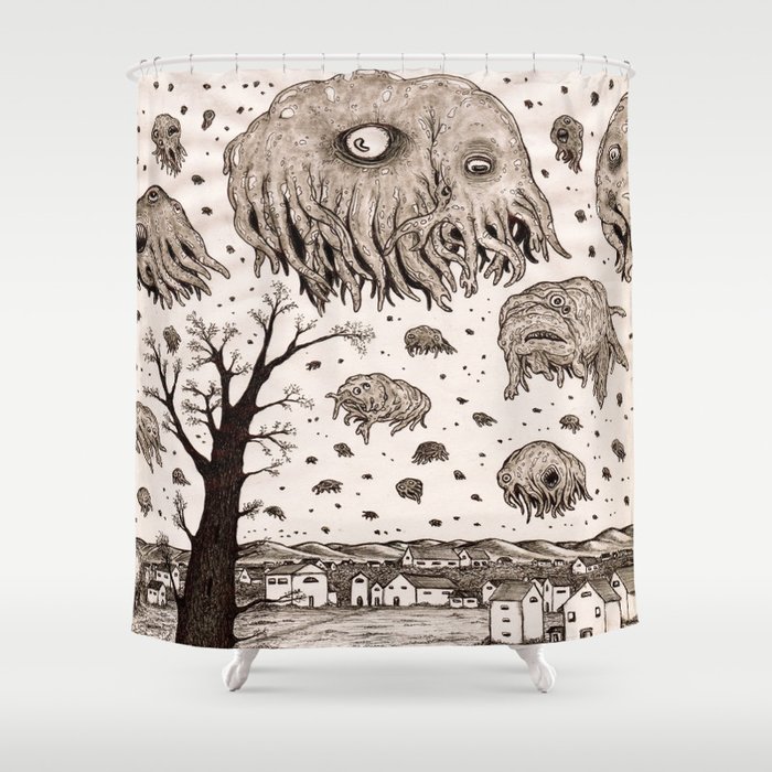 They came from the sky Shower Curtain