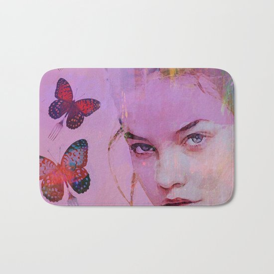 Isabelle and butterflies fork Bath Mat