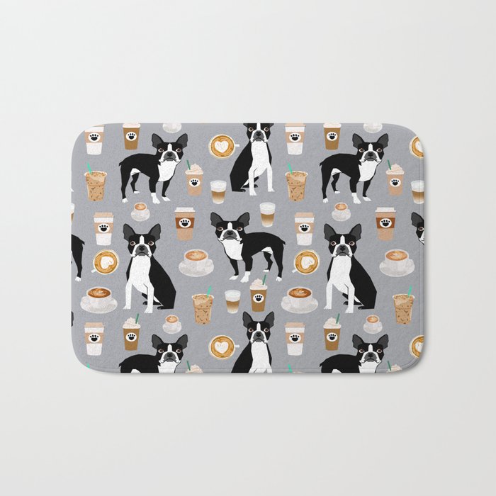 Boston Terrier coffee dog breed gifts pupuccino dog lover Boston terriers pure breed Bath Mat