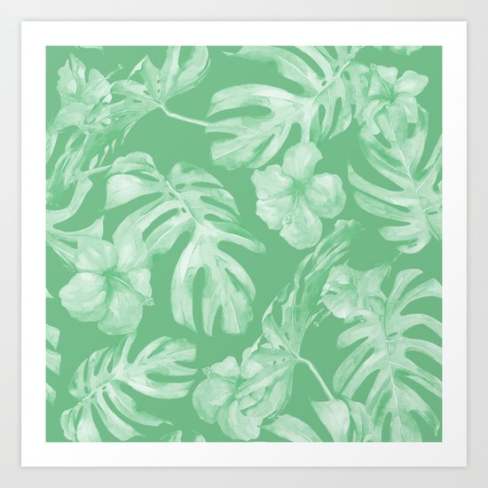 Tropical Palm Leaves Green Art Print