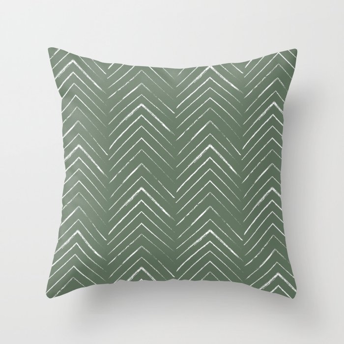 Olive Green Geometric Arrows Throw Pillow
