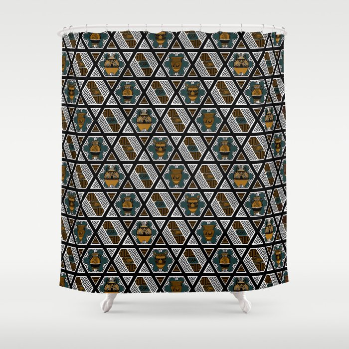 Greek Art, Frets and Vases Shower Curtain