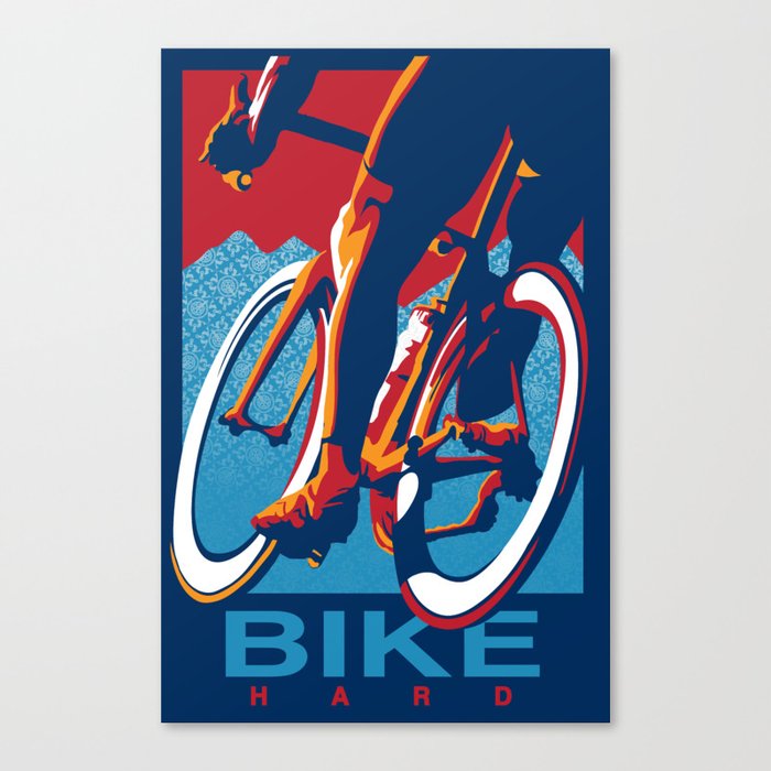 Bike Hard Retro Cycling Print Canvas Print