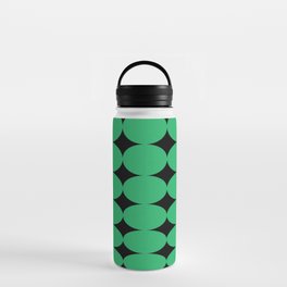 Retro Round Pattern - Green Black Water Bottle
