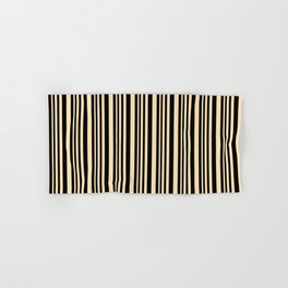 [ Thumbnail: Black & Beige Colored Pattern of Stripes Hand & Bath Towel ]
