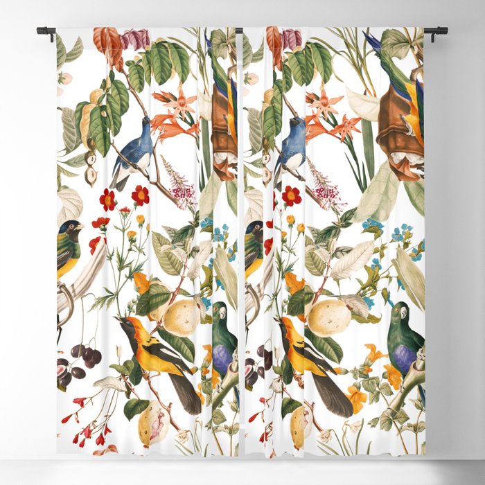 Floral and Birds XXXII Blackout Curtain