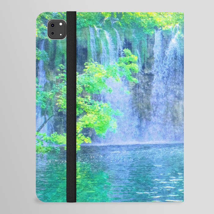 waterfall stream impressionism painted realistic scene iPad Folio Case