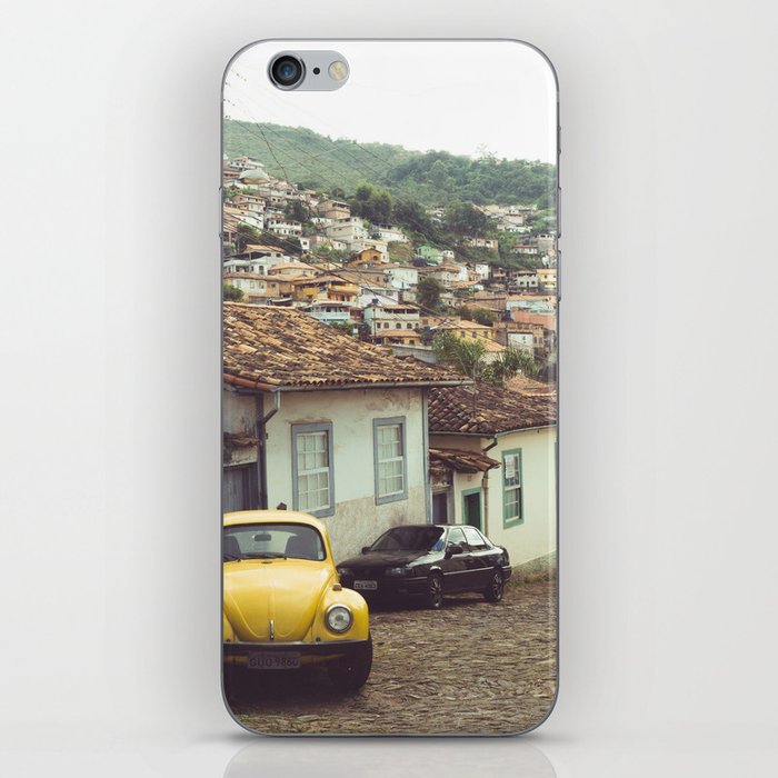 Brazil Photography - Old Street With An Old Yellow Car iPhone Skin
