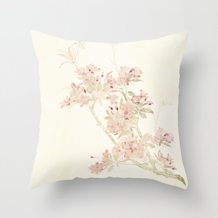 Watercolour of pink blossom Throw Pillow