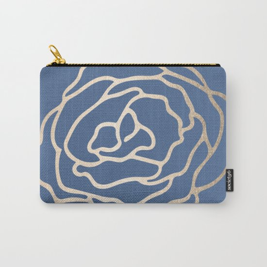 Flower in White Gold Sands on Aegean Blue Carry-All Pouch