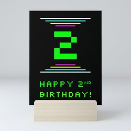 [ Thumbnail: 2nd Birthday - Nerdy Geeky Pixelated 8-Bit Computing Graphics Inspired Look Mini Art Print ]