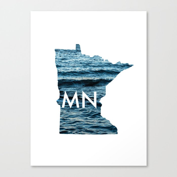 Minnesota Map Waves Canvas Print
