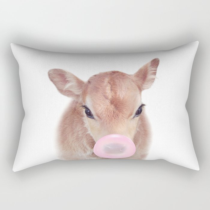 Baby Cow Blowing Bubble Gum by Zouzounio Art Rectangular Pillow