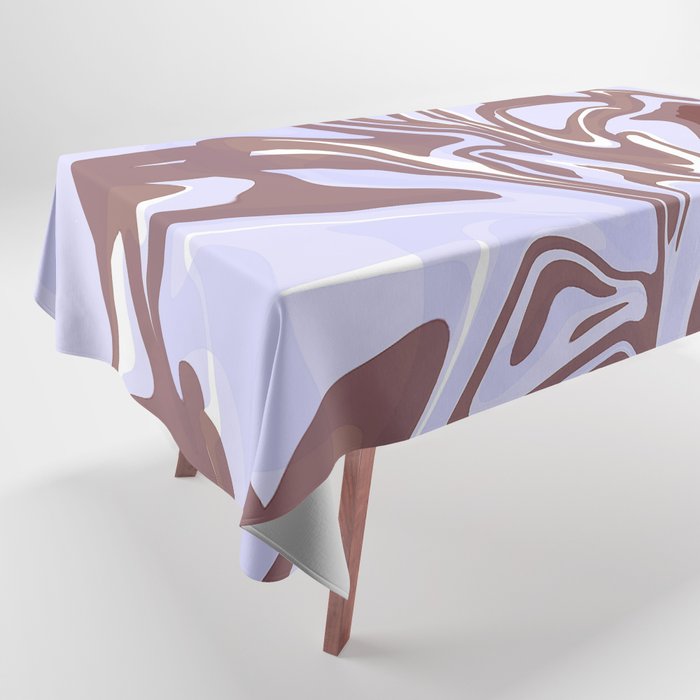 Periwinkle Blue And Rosewood Liquid Marble Abstract Pattern Tablecloth