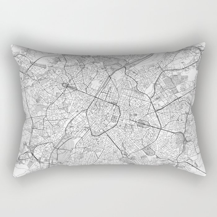 Brussels Map Line Rectangular Pillow