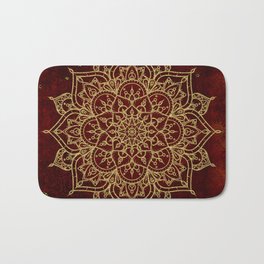 Deep Red & Gold Mandala Bath Mat | Girls, Arabian, Wine, Yoga, Bold, Moroccan, Graphicdesign, Bedroom, Glamour, Chic 