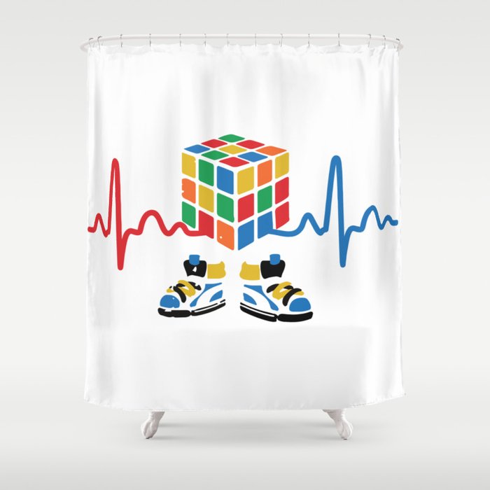 Heartbeat rubik cube / cube lover / cube game Shower Curtain