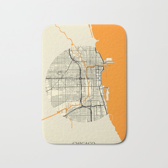 Chicago Map Moon Bath Mat