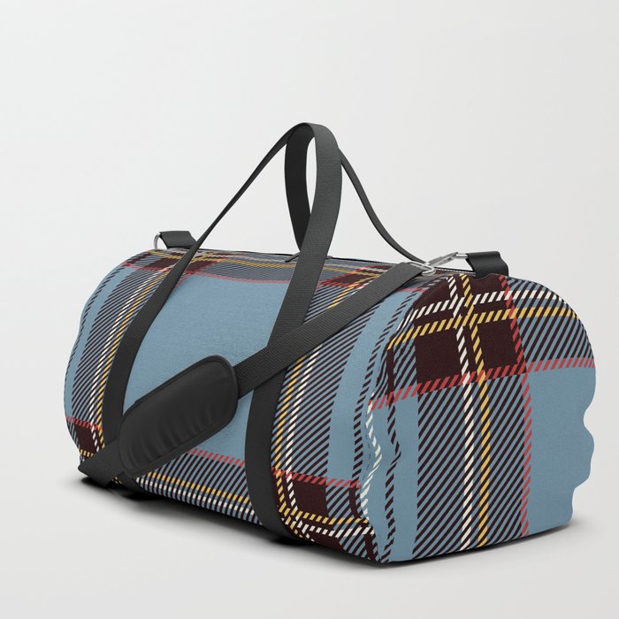 Blue and Brown Square Pattern Duffle Bag