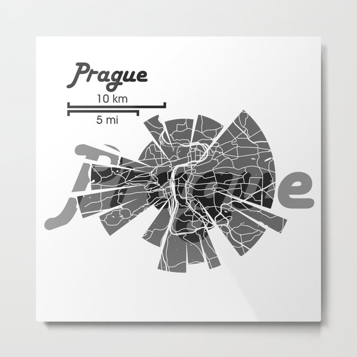 Prague Map Metal Print