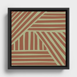 Abstract Shapes 224 in Terracotta Sage Green Framed Canvas