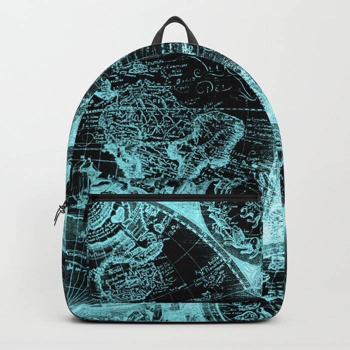 Antique World Map Turquoise Teal Blue Green Backpack